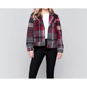 NEW CHARLIE B wool lined jacket in mulberry plaid
